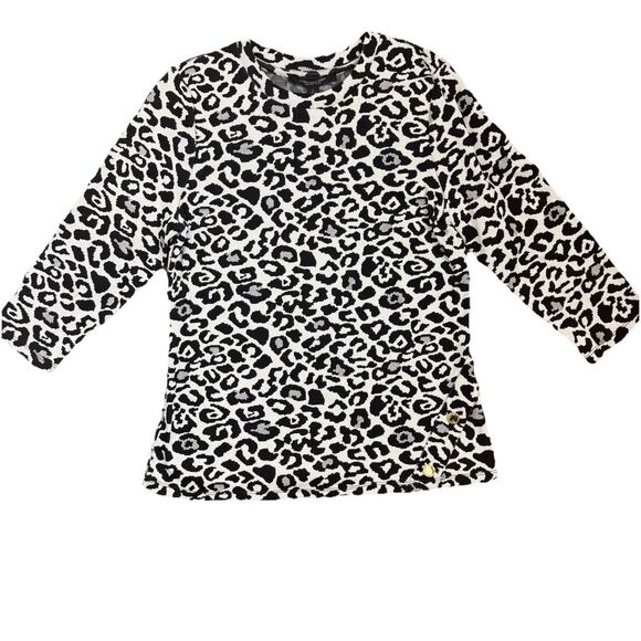 Marc New York Cheetah Animal Print 3/4 Sleeve Button Detail Sweater Womens Large - Picture 1 of 10